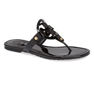 TORY BURCH MILLER PATENT LEATHER THONG SANDALS